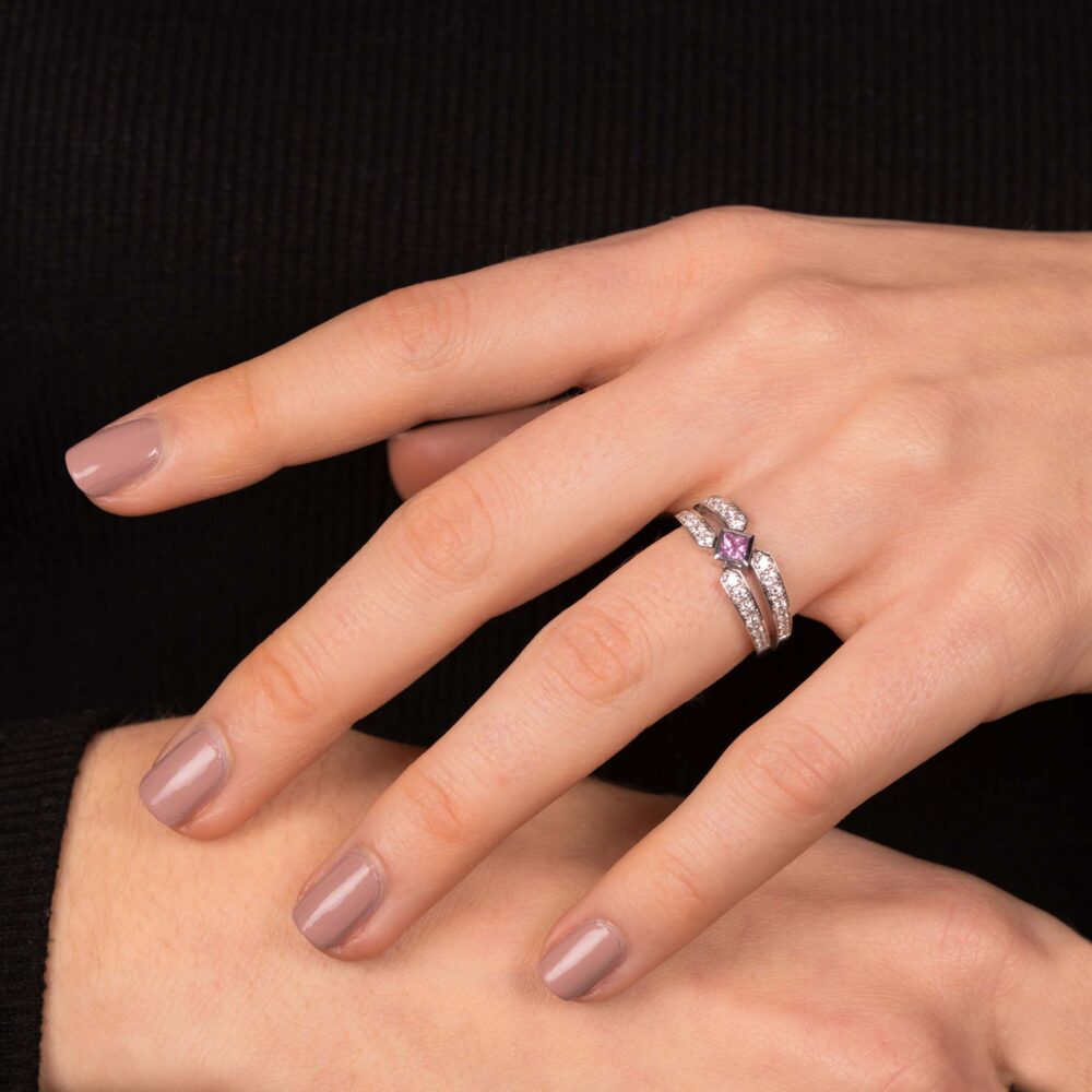 Bague Saphir rose 0,25 ct / 28 bts - 0,28 ct
AB2333 – Image 2