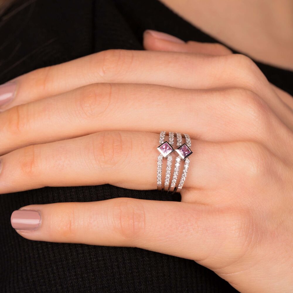 Bague Saphirs roses 0,32 ct / 46 bts - 0,48 ct
AB2367 – Image 2